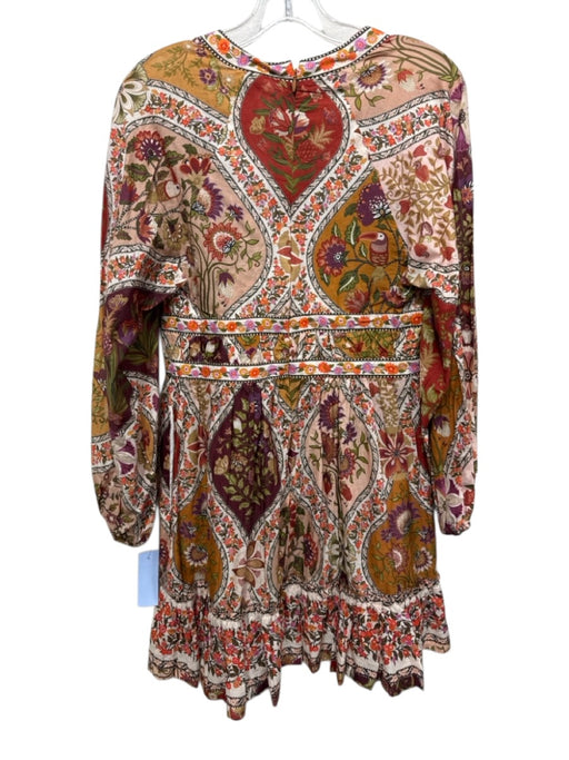 Farm Rio Size M Orange & Multi Cotton Floral V Neck Bow Detail Dress Orange & Multi / M