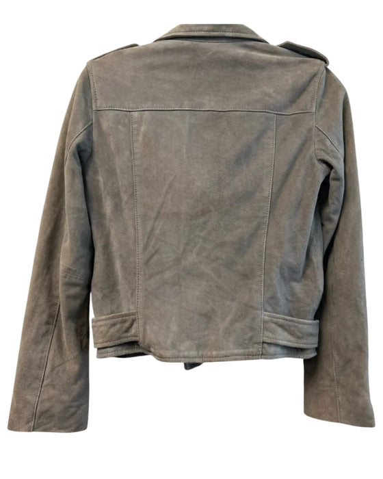 ALLSAINTS Size 2 Grey Suede Zip Front Silver Hardware Biker belt Jacket Grey / 2