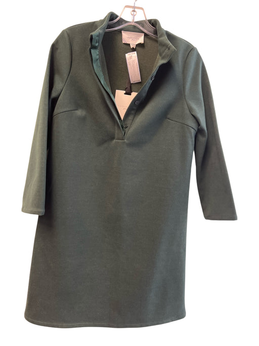Pomander Place Size XXS Pine Green Polyester Blend Quarter Button Collared Dress Pine Green / XXS