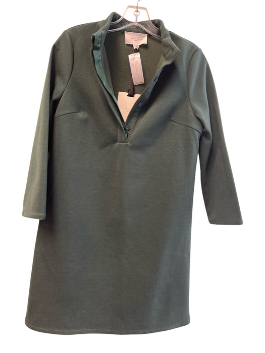 Pomander Place Size XXS Pine Green Polyester Blend Quarter Button Collared Dress Pine Green / XXS