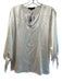 Lafayette 148 Size XS Cream Silk V Neck Split Long Sleeve Side Split Hem Top Cream / XS