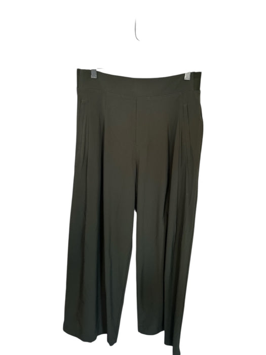 Athleta Size 10 Dark Olive Polyester Blend Trouser Elastic Waist Pockets Pants Dark Olive / 10