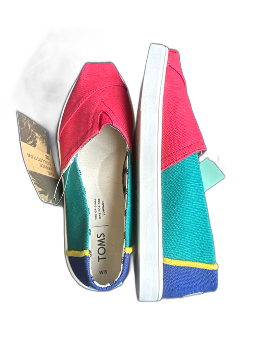 Toms Shoe Size 8 Red & green Canvas Laceless Color Block Athletic Sneakers Red & green / 8