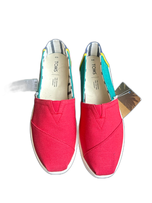 Toms Shoe Size 8 Red & green Canvas Laceless Color Block Athletic Sneakers Red & green / 8