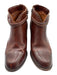 Frye Shoe Size 6.5 Red Brown Leather Upper Buckle Straps Side Zip Ankle Boots Red Brown / 6.5