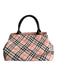 Burberry Pink Canvas Leather Handle Top Handle Magnetic Close plaid Bag Pink / as is