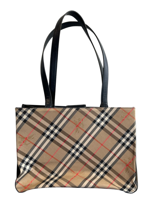 Burberry Beige Canvas Leather Handle Front Pockets Magnetic Close Bag Beige