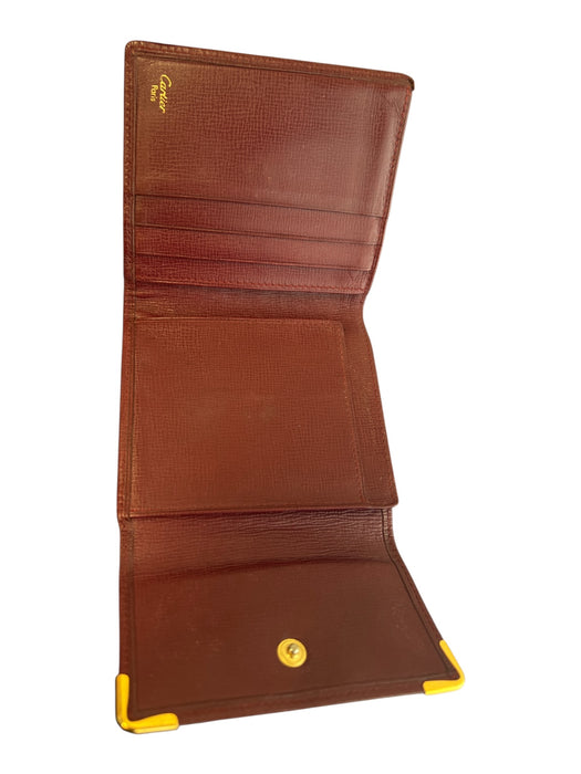 Cartier Burgundy Cowhide Leather Embossed Double C Logo Kiss Lock Wallets Burgundy