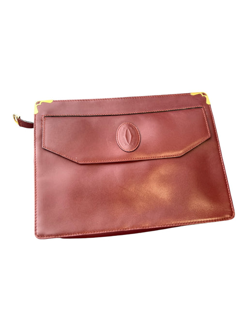 Cartier Burgundy Calfskin Leather Embossed Double C Logo Gold Tone Hardware Bag Burgundy / Medium