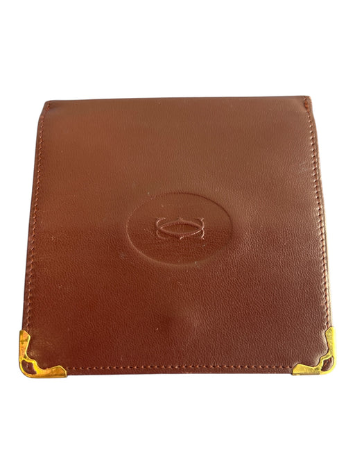 Cartier Burgundy Cowhide Leather Embossed Double C Logo Snap Closure Wallets Burgundy