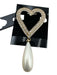 J Crew Gold & Pearl Metal Heart Jewel Brooch Gold & Pearl