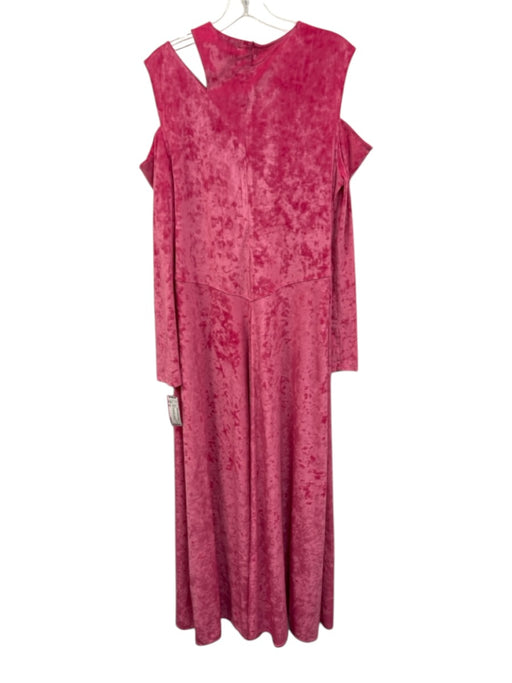 Ganni Size 44 Pink Polyester Blend Long Sleeve Velvet Cut Outs Maxi Dress Pink / 44