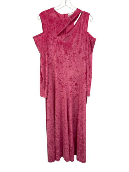 Ganni Size 44 Pink Polyester Blend Long Sleeve Velvet Cut Outs Maxi Dress Pink / 44