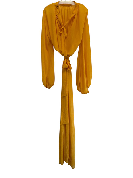 Andrea Iyamah Size L/XL Yellow Missing Fabric Tag Sheer Long Sleeve Maxi Dress Yellow / L/XL