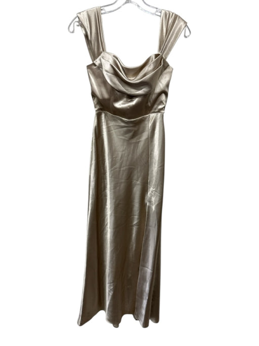 Birdy Grey Size XS Champagne Polyester Satin Feel Draped Detail Front Slit Gown Champagne / XS