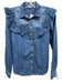 Pilcro Size XS Medium Wash Cotton Denim Button Up Ruffle Long Sleeve Top Medium Wash / XS