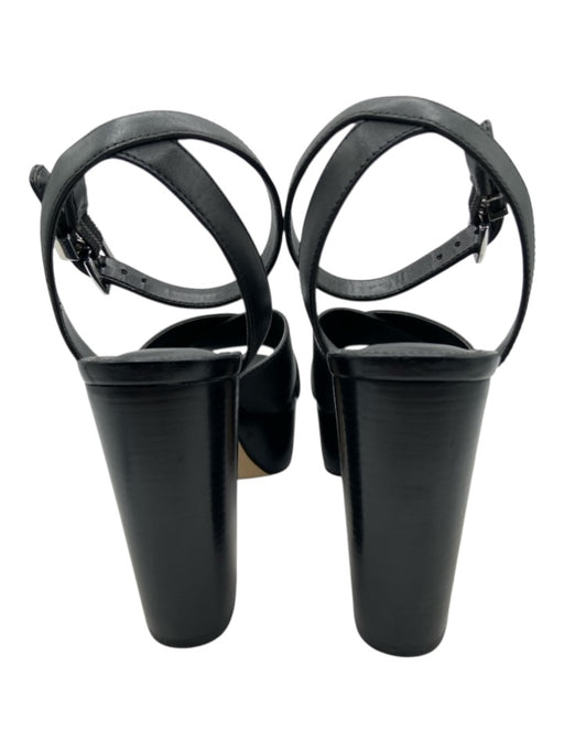 Michael Michael Kors Shoe Size 5.5 Black Leather Block Heel Open Toe Sandals Black / 5.5