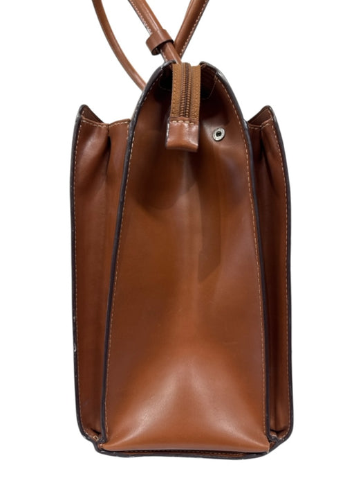 Lodis Brown Leather Shoulder Bag Zip Close Rectangle Bag Brown
