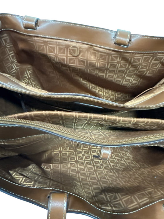Lodis Brown Leather Shoulder Bag Zip Close Rectangle Bag Brown