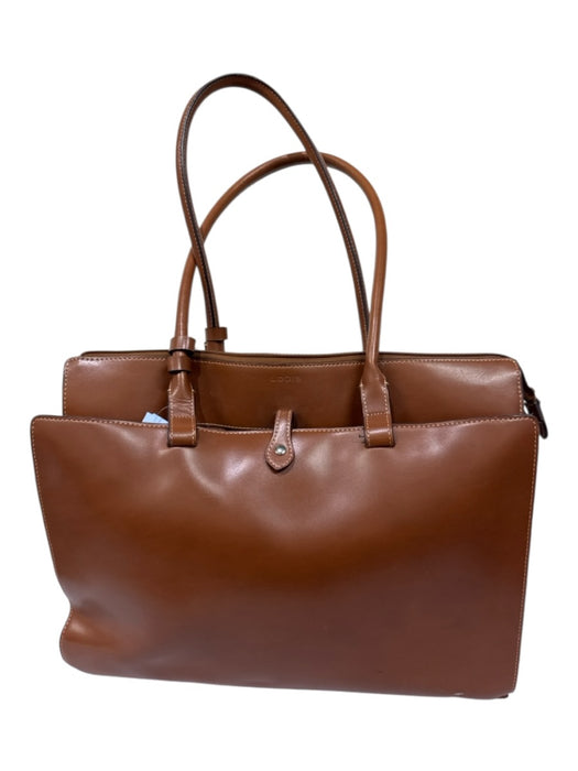 Lodis Brown Leather Shoulder Bag Zip Close Rectangle Bag Brown