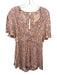 Free People Size 0 Pink, Blue & Red Viscose Blend Keyhole Back V Neck Romper Pink, Blue & Red / 0