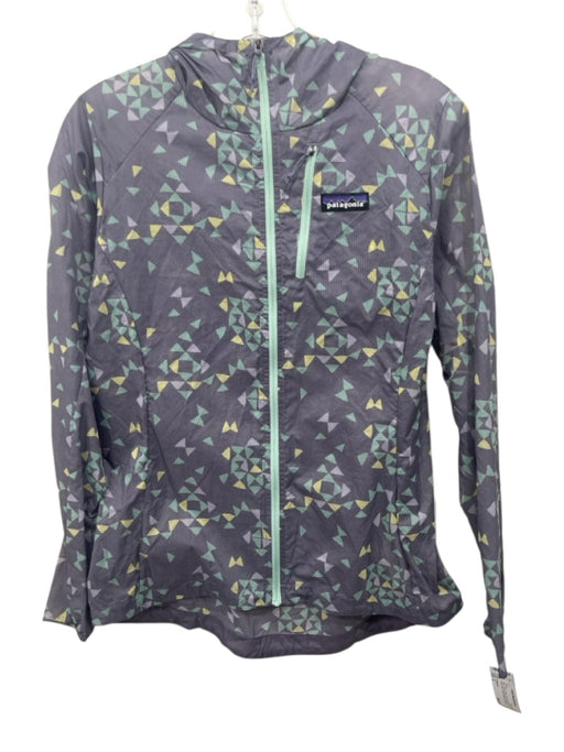 Patagonia Size S Navy, Teal & Green Recycled Nylon Zip Front Hood Jacket Navy, Teal & Green / S