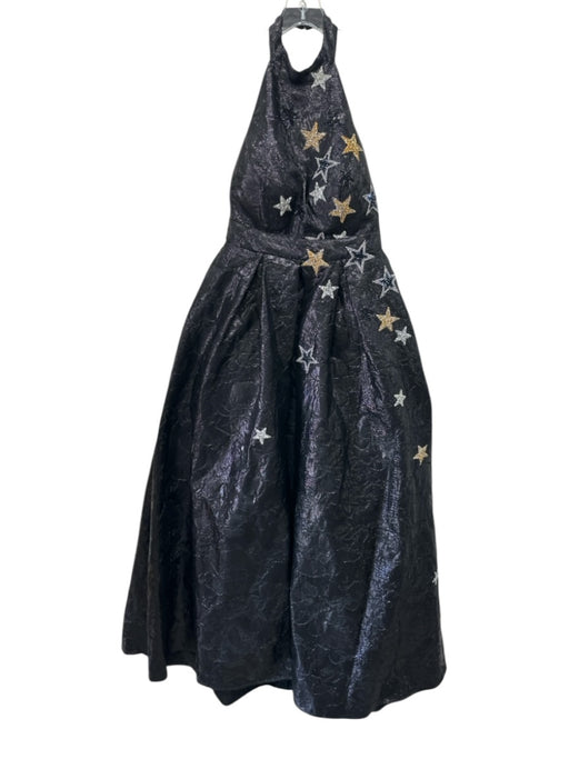 Jovani Size 6 Black Polyester Halter Neck Star Applique Shiny floor length Gown Black / 6