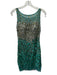 Sherri Hill Size 6 Teal Green & Gold Polyester Sequined Mesh Detail Dress Teal Green & Gold / 6