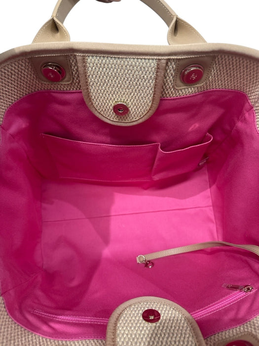 Chanel Beige, Black, White, Multi Raffia & Leather Snap Closure Tote Bag Bag Beige, Black, White, Multi / M/L