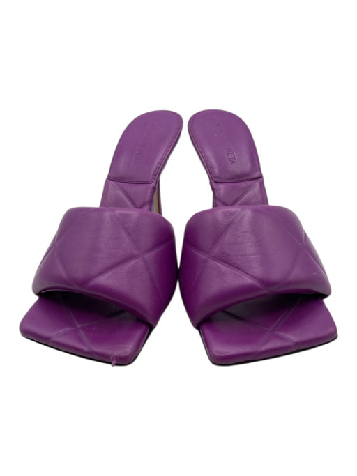 Bottega Veneta Shoe Size 37 Purple Leather Upper Quilted Square Toe Mule Sandals Purple / 37