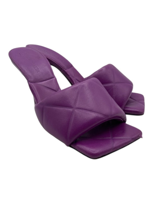 Bottega Veneta Shoe Size 37 Purple Leather Upper Quilted Square Toe Mule Sandals Purple / 37