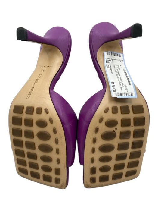 Bottega Veneta Shoe Size 37 Purple Leather Upper Quilted Square Toe Mule Sandals Purple / 37