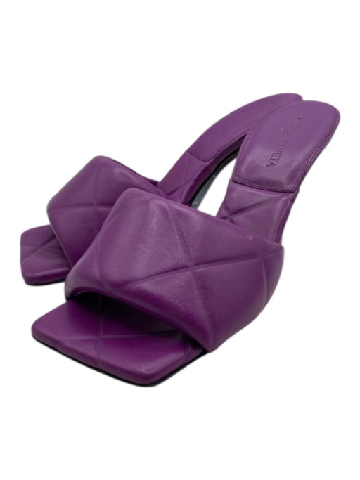 Bottega Veneta Shoe Size 37 Purple Leather Upper Quilted Square Toe Mule Sandals Purple / 37