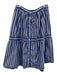 J Crew Size 4 Blue & White Cotton Button Front Striped Pockets A line Skirt Blue & White / 4