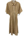 Exquise Size M Khaki Poly Blend Button Front Pintuck Collared Maxi Dress Khaki / M