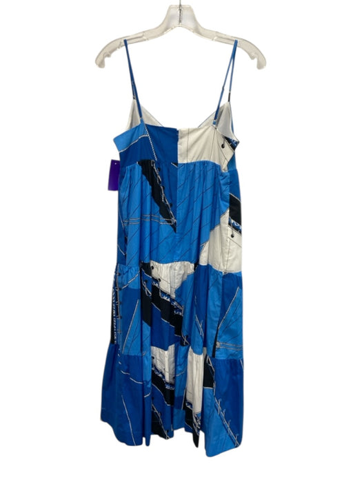 J Crew Size 2 Blue Cotton Bow detail Zip Back Printed Adjustable Strap Dress Blue / 2