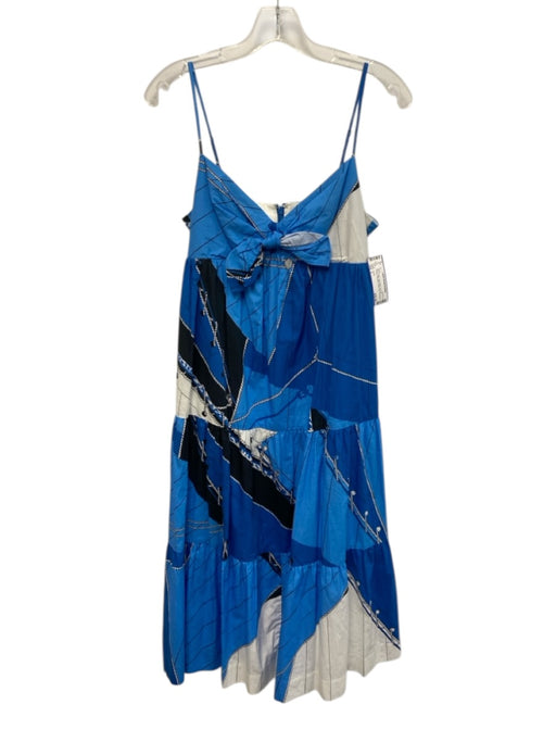 J Crew Size 2 Blue Cotton Bow detail Zip Back Printed Adjustable Strap Dress Blue / 2