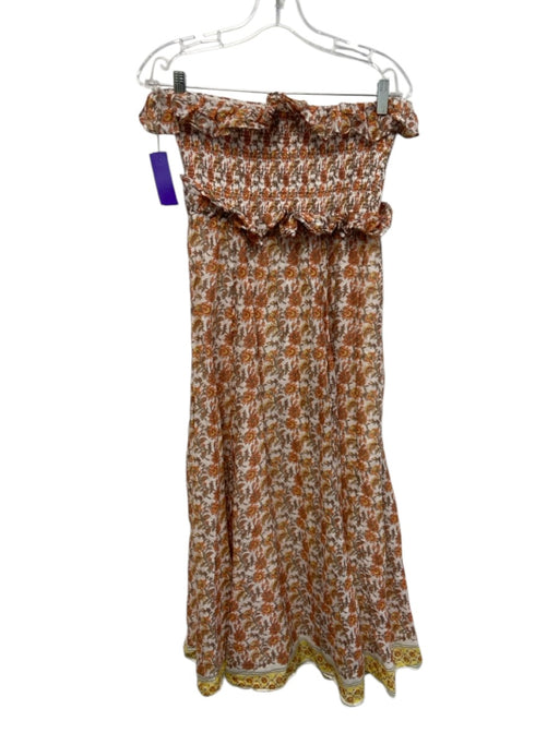 J Crew Size S White, Orange & Multi Print Ramie Floral Sleeveless Floral Dress White, Orange & Multi Print / S