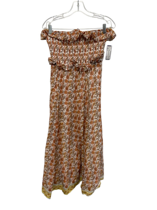 J Crew Size S White, Orange & Multi Print Ramie Floral Sleeveless Floral Dress White, Orange & Multi Print / S