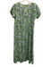 Karni Size S Green Cotton Printed Button Front Short Sleeve V Neck Dress Green / S