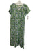 Karni Size S Green Cotton Printed Button Front Short Sleeve V Neck Dress Green / S