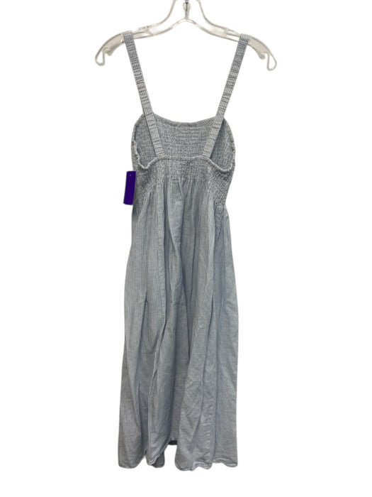 J Crew Size XS Blue & White Linen Blend Striped Smocked Bodice Sleeveless Dress Blue & White / XS