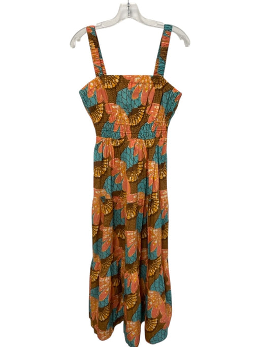Cleobella Size S Orange, Blue & Multi Cotton Sleeveless Printed Pockets Dress Orange, Blue & Multi / S