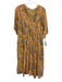 Dolma Size M Orange & Multi Cotton V Neck Pintuck Printed 1/2 sleeve Dress Orange & Multi / M