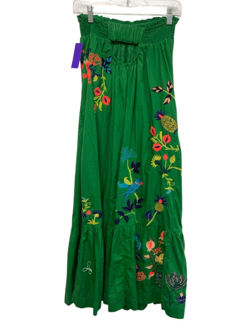 By Anthropologie Size XS Green & Multi Cotton Embroidered Sleeveless Maxi Dress Green & Multi / XS