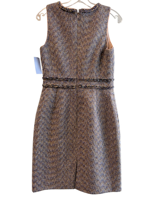 J Crew Size 2 Gold & Blue Polyester Blend Sleeveless Round Neck Back Zip Dress Gold & Blue / 2