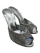 Christian Louboutin Shoe Size 38 Silver Leather Rhinestone Peep Toe Mule Pumps Silver / 38