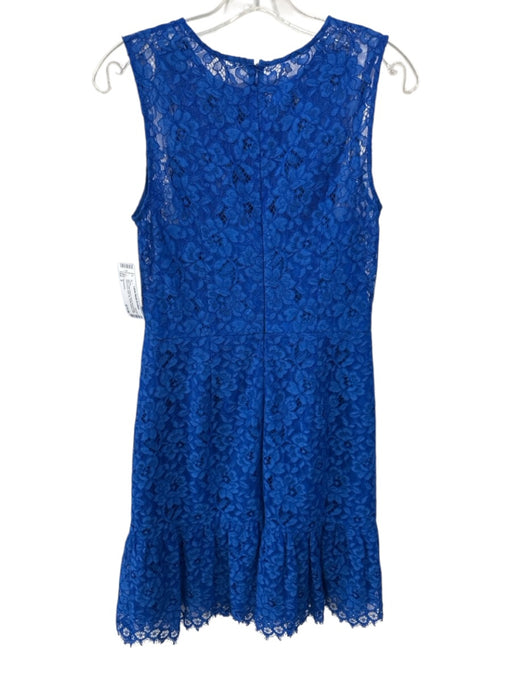 Shoshanna Size 2 Blue Cotton Blend Floral Lace Overlay Sleeveless Back Zip Dress Blue / 2