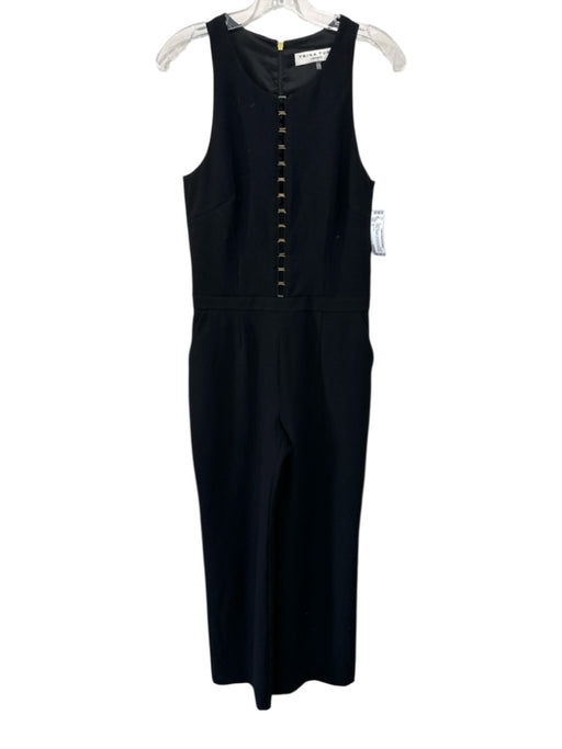Trina Turk Size 2 Black Polyester Sleeveless Gold Tone Details Back Zip Jumpsuit Black / 2