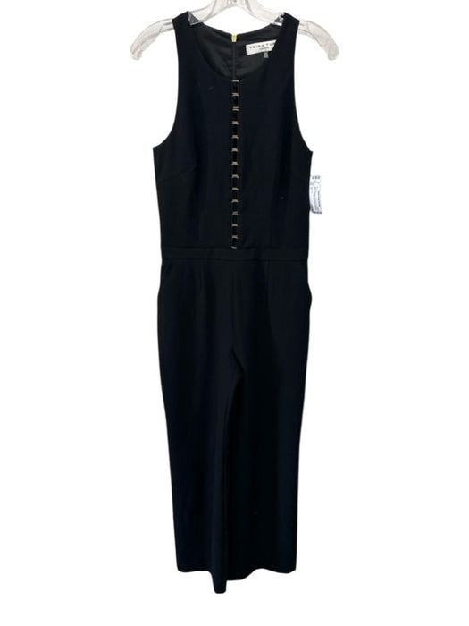 Trina Turk Size 2 Black Polyester Sleeveless Gold Tone Details Back Zip Jumpsuit Black / 2